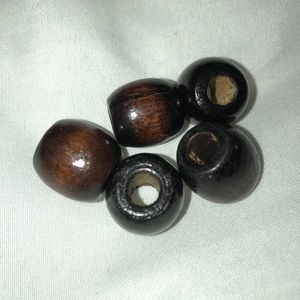 (5) Brown Wood Dread Beads